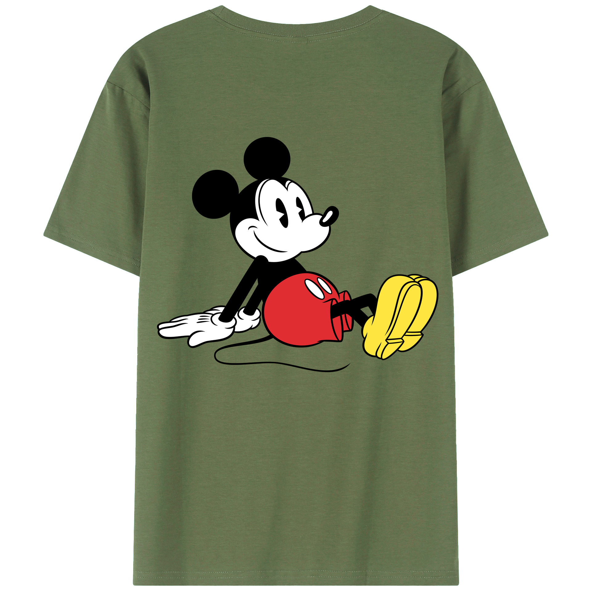 ミッキーマウス Mickey Mouse 綿100％ メンズ半袖Tシャツ（バックプリント） 通気性